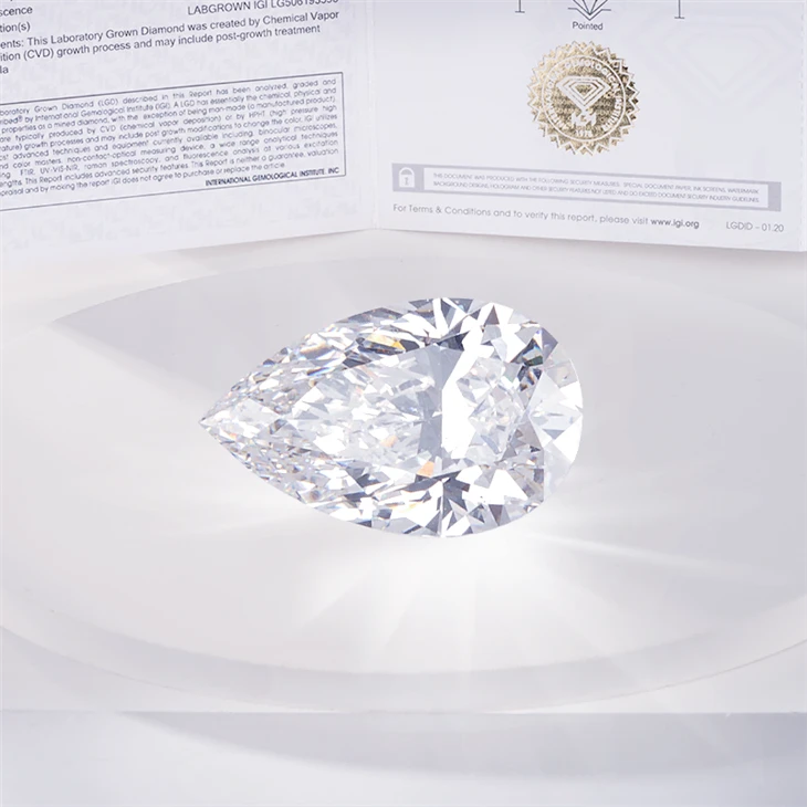 Pear Shaped Lab Grown Diamond With IGI Certificate